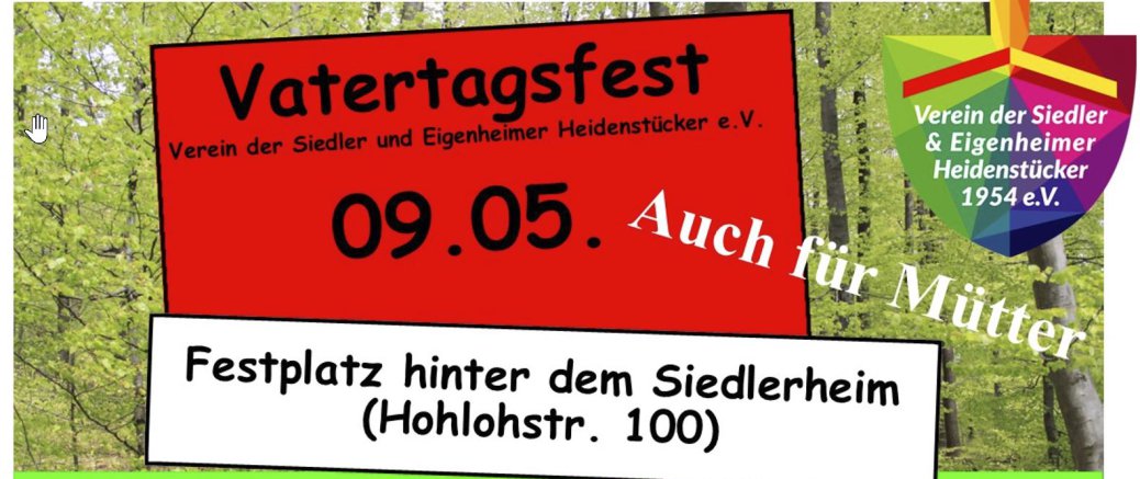 Vatertagsfest am 09.05.24 ab 10:00 Uhr am Siedlerheim